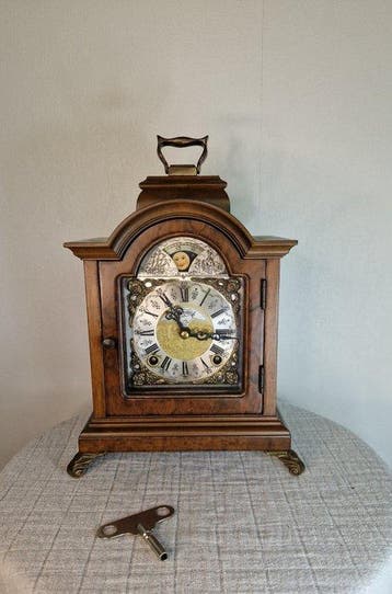 Tafelklok - Antiek Hout, Glas, Metaal - 1950-1960 - Warmink, Antiek en Kunst, Antiek | Klokken