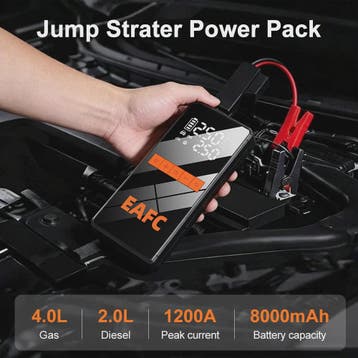 EAFC 4-in-1 Auto Startkabel Compressor: Jump Starter, Powerb, Caravans en Kamperen, Verzenden, Nieuw