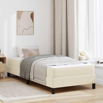 vidaXL Bedframe met matras Crème 100 x 200 cm Stof, Verzenden, Nieuw, Crème, Stof