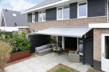 Knikarmscherm Stargrey 450 / 500 / 550 cm  (INCL. MONTAGE), Tuin en Terras, Zonneschermen, 450 cm of meer, Ophalen of Verzenden