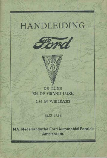 1934 Ford V8 de Luxe en Grand Luxe Handleiding, Verzenden