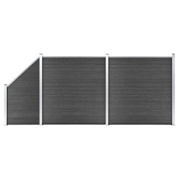 vidaXL Schuttingpanelenset 446x(105-186) cm HKC zwart, Verzenden, Nieuw, Kunststof, 1 tot 2 meter