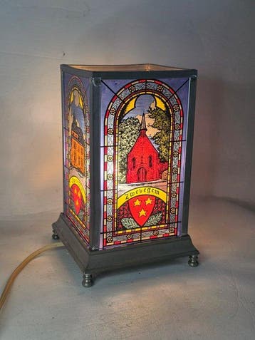 Uniek Vlaamse Tinnen Tiffany - stijl lamp - Lamp - Tin