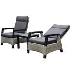 Dallas lounge balkonset 3 delig verstelbaar grijs, Ophalen of Verzenden, Nieuw, Wicker