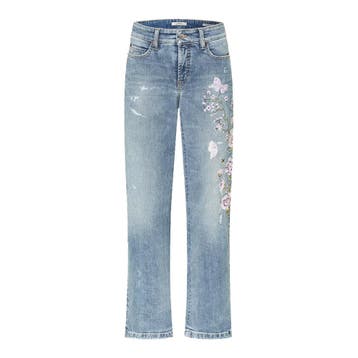 Cambio • blauwe Paris Straight Ancle jeans flower • 36, Kleding | Dames, Cambio, Verzenden, Nieuw, Blauw
