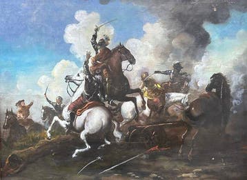 Italiaanse school (XX) - Battaglia di cavalleria, Antiek en Kunst