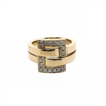 Roségouden ring met diamantengesp;  0,40 ct., 18 tot 19, Gebruikt, Ophalen of Verzenden, Met edelsteen