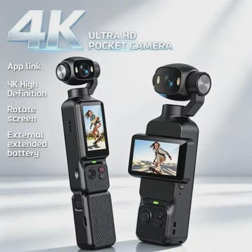 4K Handheld Gimbal Action Camera met 180° Draaibare Lens, An, Verzenden, Nieuw