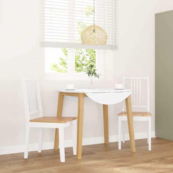 vidaXL Eetkamerstoelen 2 st massief hout rubber wit, Huis en Inrichting, Stoelen, Verzenden, Nieuw, Wit