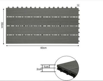 Set van 6 WPC Terrastegels 30×60 cm – Plug-in  en amp, Verzenden, Nieuw