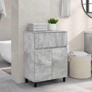 vidaXL Badkamer Waskom Betongrijs 60 x 35 x 80 cm Bewerkt, Verzenden, Nieuw