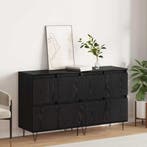 vidaXL Dressoirs 2 pcs Zwart eiken, Verzenden, Nieuw, Overige houtsoorten, Minder dan 50 cm