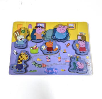Houten Peppa Pig-puzzel met de familie Big, Verzenden, Gebruikt