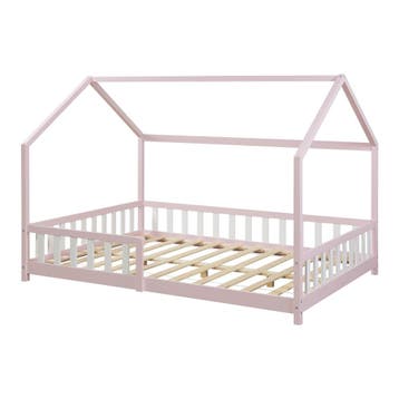 Kinderbed Hesel huisbed met uitvalbeveiliging 140x200 cm roz, Verzenden, Nieuw