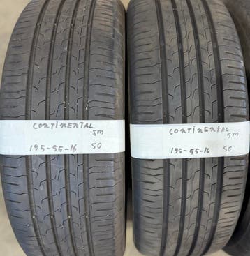 2x 195-55-16 Continental Zomer 2x 5mm €50 Per Band 195 55 16, Auto-onderdelen, Ophalen, Gebruikt, 16 inch, Band(en)