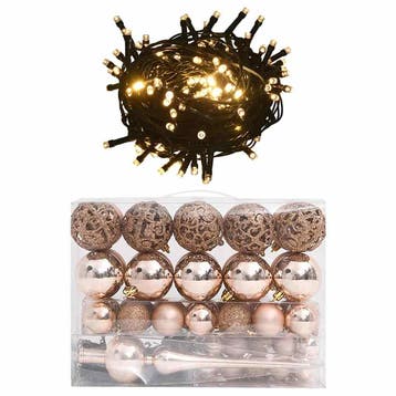 vidaXL 60-delige Kerstballenset met piek en 150 LEDs, Diversen, Verzenden, Nieuw
