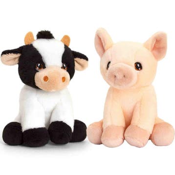 Pluche varken en koe knuffel - boerderij vriendjes - 12 cm, Verzenden, Nieuw