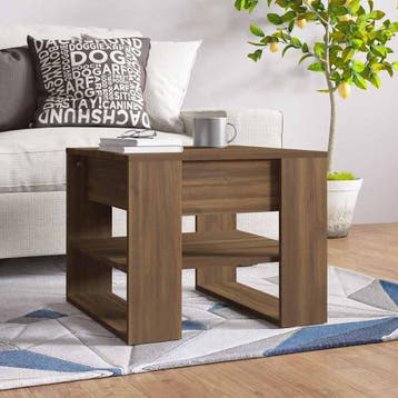 vidaXL Salontafel 55,5x55x45 cm bewerkt hout bruin, 50 tot 100 cm, Verzenden, Nieuw, 50 tot 100 cm
