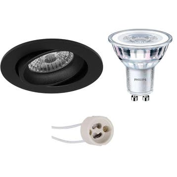 GU10 Inbouwspot Set - Mat Zwart - Inbouw Rond - Kantelbaar -, Ophalen of Verzenden, Nieuw, Plafondspot of Wandspot