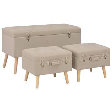 vidaXL Opbergkrukken 3 st stof beige, Huis en Inrichting, Verzenden, Nieuw