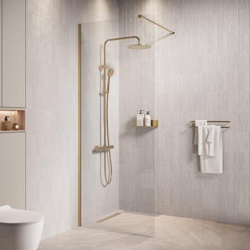 Douchewand Florida 50 x 200 cm Goud – Inloopdouche 8 mm, Doe-het-zelf en Verbouw, Sanitair, Verzenden, Nieuw, Douche