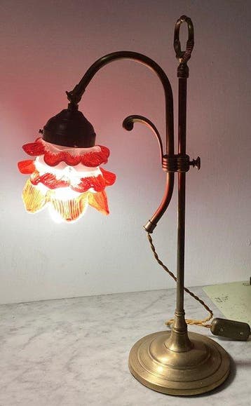 Tafellamp - Messing, Glas