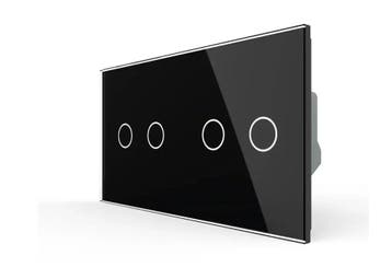 Slimme Lichtschakelaar Livolo 2+2 | Wissel | Zwart Glas, Doe-het-zelf en Verbouw, Elektra en Kabels, Ophalen of Verzenden, Nieuw
