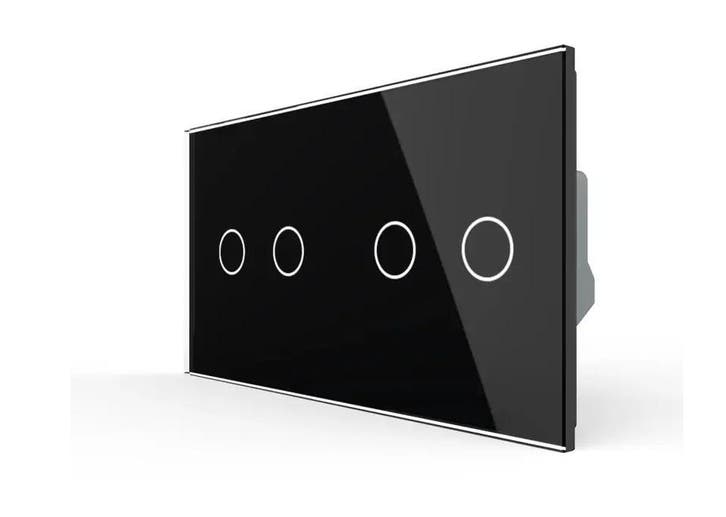 Slimme Lichtschakelaar Livolo 2+2 | Wissel | Zwart Glas, Doe-het-zelf en Verbouw, Elektra en Kabels, Schakelaar, Nieuw, Ophalen of Verzenden