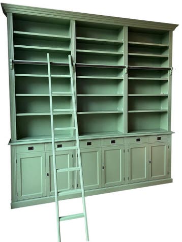 Boekenkast bleekgroen met trap Reeuwijk XXXL 300 x 300cm, Ophalen of Verzenden, Nieuw