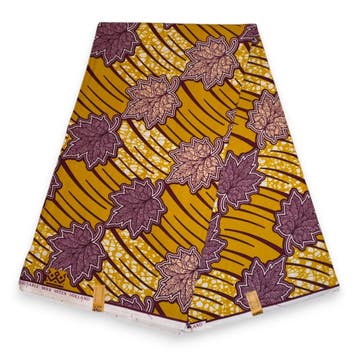Afrikaanse wax print stof - Geel Maple Leaf - 100% katoen -, Hobby en Vrije tijd, Stoffen en Lappen, Ophalen of Verzenden, Nieuw