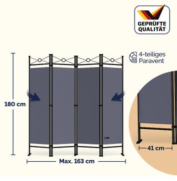 Kamerscherm Lucca Set van 2 Grijs 180x163cm (Meubelen), Verzenden