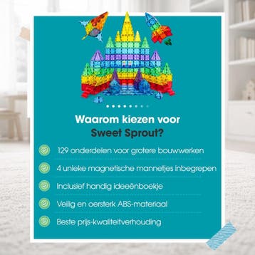 Magnetic tiles - XL 129 stuks - Magnetische tegels -, Kinderen en Baby's, Ophalen of Verzenden, Zo goed als nieuw