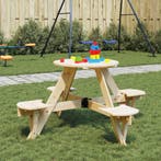 Picknicktafel voor 4 kinderen met parasolgat rond vurenhout, Tuin en Terras, Verzenden, Nieuw