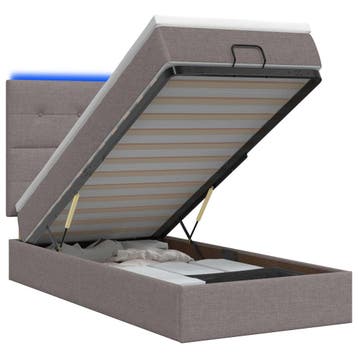 vidaXL Ottoman Bed met Matrassen en LED Taupe 80 x 200 cm, Verzenden, Nieuw