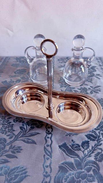 Christofle - Olie-en-azijnstelletje (3) - Glas, Verzilverd -