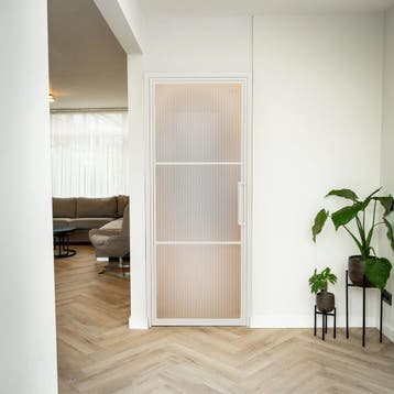 Stalen Binnendeur - Wit - 3 Vlaks - Kanaalglas, Minder dan 80 cm, Binnendeur, Nieuw, Metaal