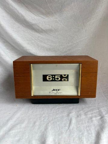 Jeco klok made in Japan, Flip klok - Jeco - Hout - 1960-1970