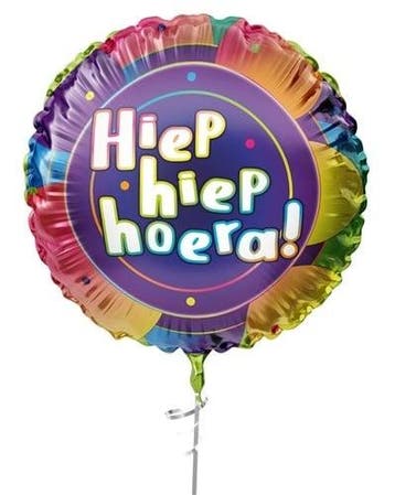 Folieballon  Hiep hiep hoera Flashy (45cm), Ophalen of Verzenden, Nieuw