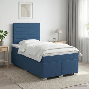 vidaXL Boxspringbed met matras met hoofdeinde Blauw 120 x, Verzenden, Nieuw, Twijfelaar, Blauw
