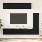 vidaXL Tv-meubelset Wandgemonteerd 6 pcs Zwart Eiken Bewerkt, Minder dan 50 cm, Verzenden, Nieuw, Minder dan 100 cm