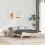 vidaXL Bedframe met Zijtafels Naturel 160 x 220 cm Massief, Verzenden, Nieuw, Bruin, Hout