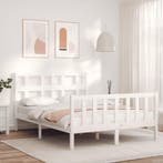 vidaXL Bedframe met hoofdbord massief hout wit, Verzenden, Wit, Hout, Nieuw