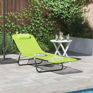 vidaXL Opvouwbare zonnebed Groen 182 x 55 x 85,5 cm, Verzenden, Nieuw