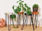 Boho Albasia Houten Plantentafels – Diverse Kleuren, Huis en Inrichting, Minder dan 45 cm, Minder dan 55 cm, Verzenden, Rond