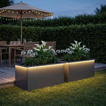 vidaXL Plantenbak met led 2 st Antraciet 50 x 80 x 48 cm, Verzenden, Nieuw, Metaal, 60 tot 100 cm