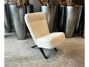 Veiling - Fauteuil Denzi - Boucle - Stof - Wit - Creme, Nieuw
