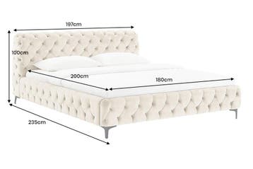 Bed MODERN BAROCK 180x200cm fluweel champagne in, Huis en Inrichting, Slaapkamer | Bedden, Ophalen of Verzenden, Nieuw