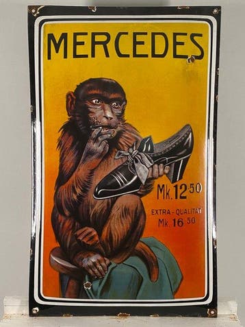 Mercedes - Emaille bord - 69x42 cm - Gemaakt van dikke