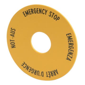 Noodstoplabel 60mm Vier Talen Geel - 216483, Verzenden, Nieuw, Overige typen