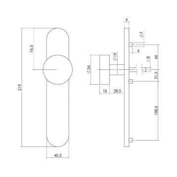 Intersteel Knop op blind langschild - RVS, Verzenden, Nieuw